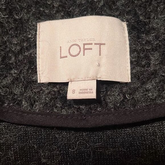 Ann Taylor Loft Women's Gray Asymmetric Zip Wool Blend Moto Jacket Size 8 - Picture 7 of 8